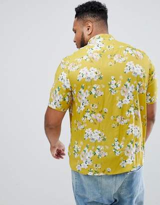 ASOS Design DESIGN Plus regular fit floral shirt in mustard