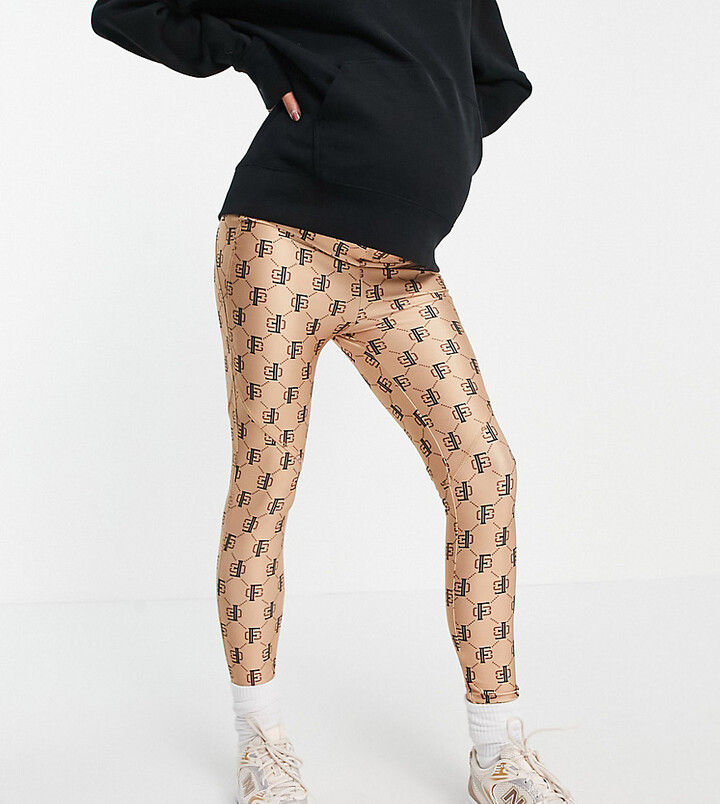 Flounce London Maternity gym leggings with booty sculpt in logo print -  ShopStyle