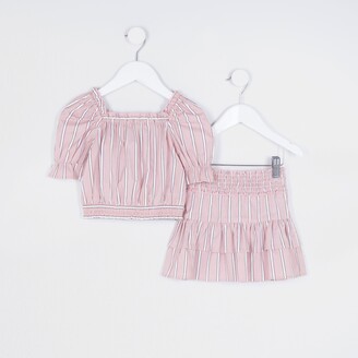 River Island Mini girls Pink Milkmaid outfit