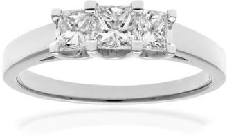 Trilogy Naava Women's 18 ct White Gold Four Claw J/I Certified Princess Cut 1 ct Diamonds Ring, Size K
