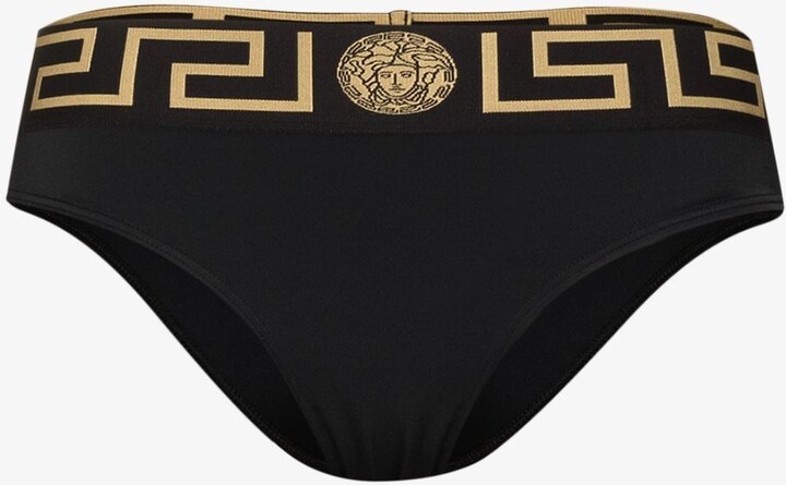 Versace Black Greca Border Bikini Bottoms