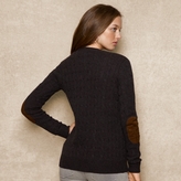 Thumbnail for your product : Ralph Lauren Blue Label Elbow-Patch Cabled Cardigan