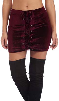 Lettre d'amour Women Velvet Elegant Bandage Bodycon Cocktail Skirt Mini Skirt L