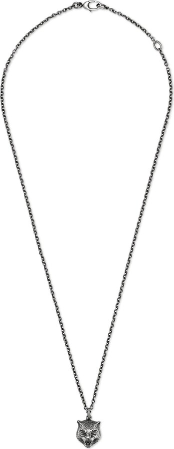 Gucci Necklace in silver with feline head - ShopStyle Jewelry