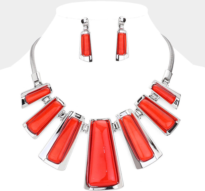 FASHNZFAB Enamel Bar Metal Chain Necklace