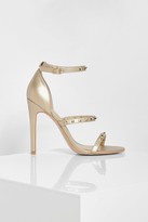 Thumbnail for your product : boohoo Triple Strap Studded Stiletto Heels