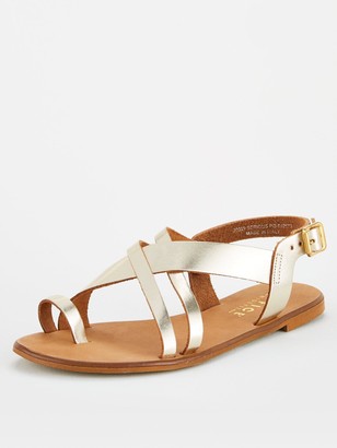 Office Serious Wide Fit Flat Sandal - Gold