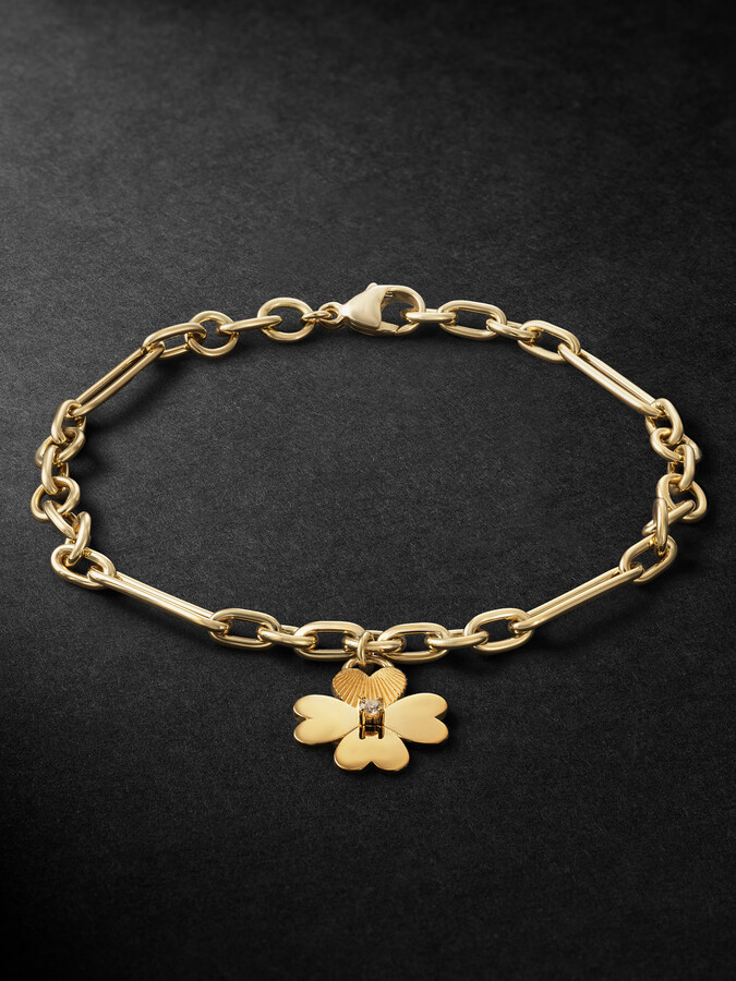 Four Heart Clover 18-Karat Gold Diamond Bracelet