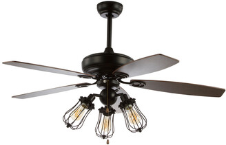Jonathan Y Designs Lucas 52In Caged 3-Light Metal/Wood Led Ceiling Fan