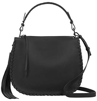 AllSaints Mori Leather Hobo Bag, Black