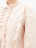 Thumbnail for your product : See by Chloe Pintucked Ruffle-trim Cotton Victoriana Blouse - Light Pink