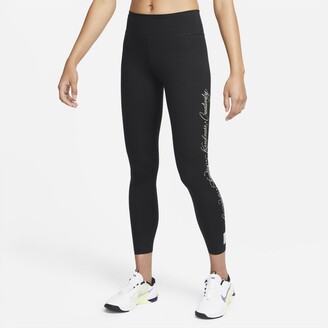 Womens high waisted compression 7/8 leggings Nike ONE MID-RISE 7/8 W black