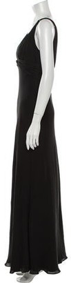 Carmen Marc Valvo Silk Long Dress Black