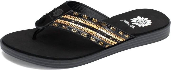 Yellow Box Women's Datha Flip Flop Sandal In Black