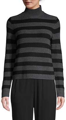 Eileen Fisher Striped Mockneck Wool Sweater