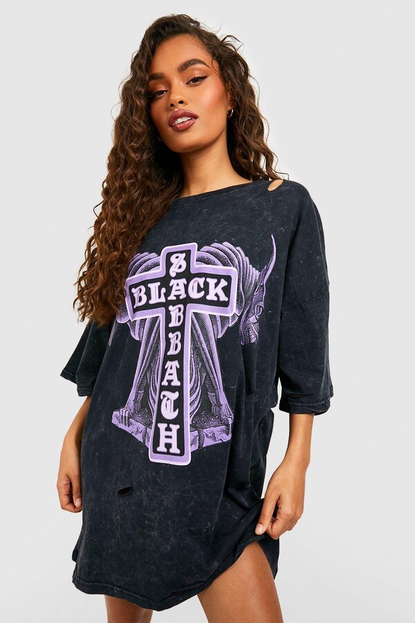 Distressed Oversized T Shirt Dress Outlet (Black Distressed Detail Vintage  Design T Shirt Dress Maisie)