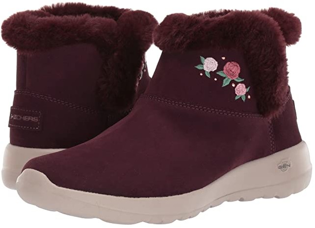 burgundy fur boots