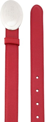 Prada oval engraved buckle belt