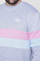 Thumbnail for your product : boohoo Big And Tall MAN Embroidered Colour Block Sweater