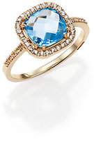 Thumbnail for your product : Suzanne Kalan Swiss Blue Topaz, White Sapphire & 14K Yellow Gold Cushion Ring