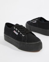 Thumbnail for your product : Superga 2790 Linea flatform sneakers in black canvas