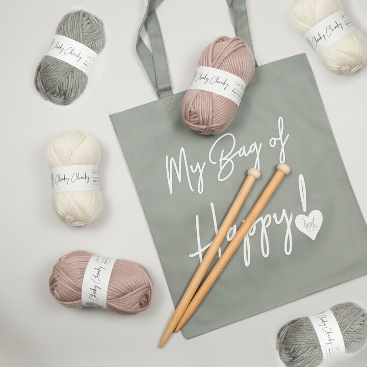 Dunelm Wool Couture Hannah Blanket Knitting Kit Purple, Grey and Cream