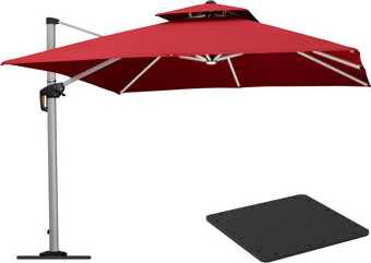 Arlmont & Co. Retonia 10Ft. Double Top Deluxe Square Patio Umbrella With Steel Plate Base