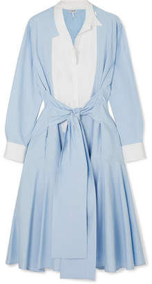 Loewe Tie-front Paneled Cotton-poplin Midi Dress - Blue