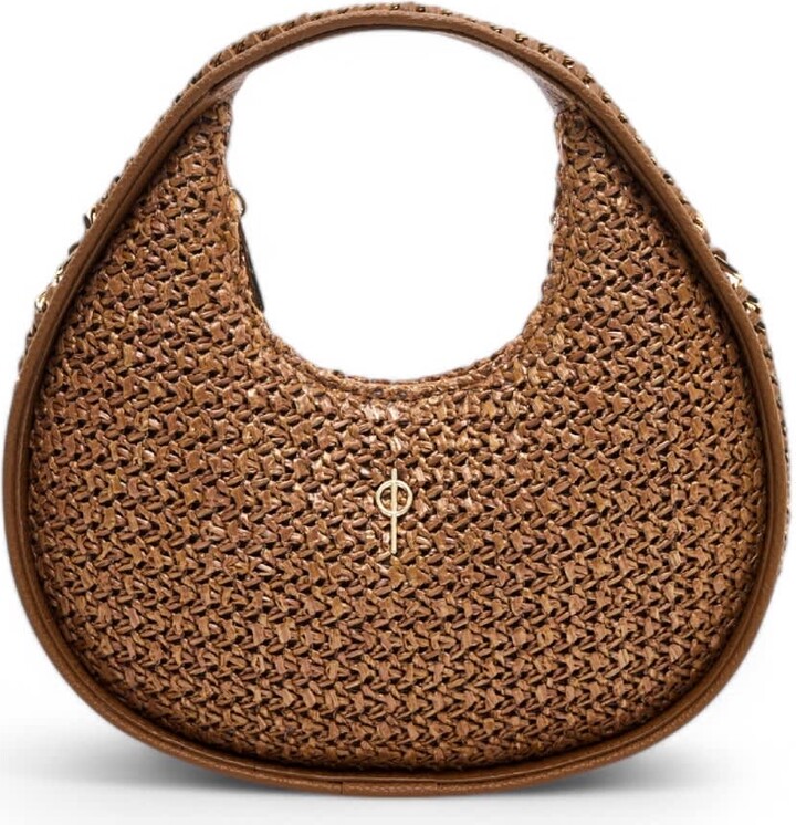 Otrera Brown Round Chain Bag Straw Tan
