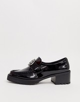 Thumbnail for your product : E8 by MIISTA Reyna leather heeled buckle loafer in black patent