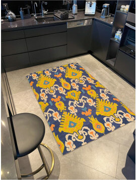 Hokku Designs Yellow Floral Themed Woven Base Washable Rug