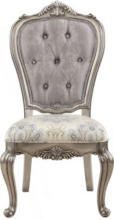 Ariadne Velvet & Antique Platinum Finish Side Chair (Set Of 2)