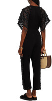 Thumbnail for your product : Hofmann Copenhagen Gemma Guipure Lace-trimmed Fringed Crepe Tapered Pants