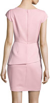 Thumbnail for your product : Halston Satin Cap-Sleeve Peplum Dress, Cameo