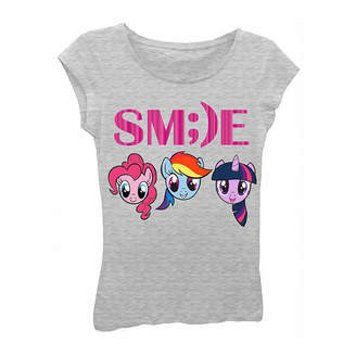Asstd National Brand My Little Pony Girls' SM;)E Faces Short Sleeve Graphic T-Shirt with Pink Foil
