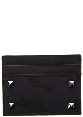 Valentino Garavani Black Camouflage Studded Wallet