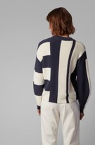 Thumbnail for your product : HUGO BOSS Relaxed-fit sweater in colour-block cotton with silk