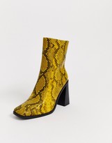 Thumbnail for your product : Co Wren square toe block heel boots in snake