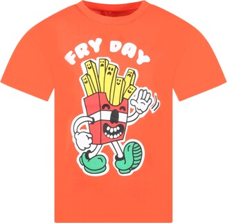 Stella McCartney Kids Red T-shirt For Boy With Logo French Fries