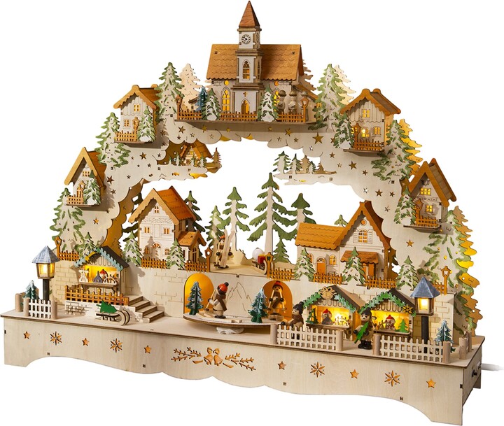 Balsam Hill Lit Wooden Animated Swiss Alps Scene