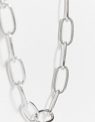 ASOS DESIGN necklace with chunky hardware links in silver tone