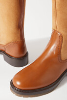 Thumbnail for your product : Chloé Shearling-trimmed Suede And Leather Knee Boots - Brown