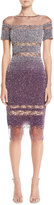 Thumbnail for your product : Pamella Roland Short-Sleeve Ombre Sequined Cocktail Dress