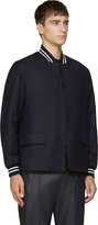 Thumbnail for your product : Giuliano Fujiwara Navy Wool Zip-Up Varsity Jacket