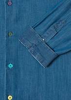 Thumbnail for your product : Paul Smith Men's Tailored-Fit Mid-Wash Denim Shirt With Multi-Colour Button Placket