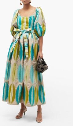 MARTA FERRI Puff-sleeve Abstract-jacquard Dress