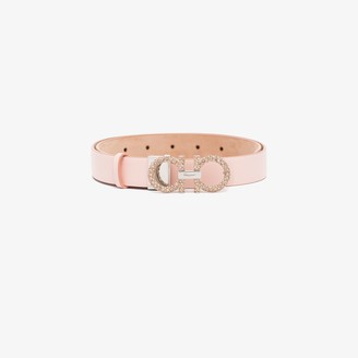 Salvatore Ferragamo pink Gancini crystal leather belt - ShopStyle