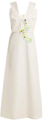 DELPOZO V-neck sleeveless floral-embellished dress