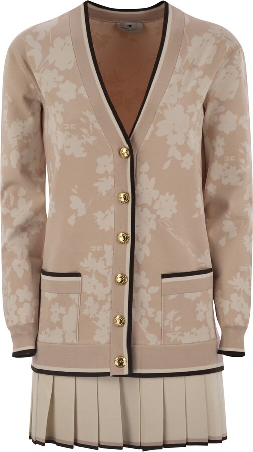 Elisabetta Franchi Knitted Dress In Floral Jacquard