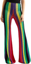 Thumbnail for your product : Balmain Striped Open-Knit Flared Pants